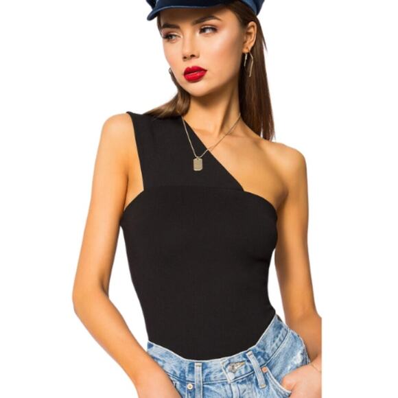 Superdown Rockie One Shoulder Bodysuit in Black NWT Size Small - Picture 1 of 3